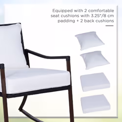 Outsunny 3 Pieces Rocking Chair Bistro Set Furniture Rattan Wicker Brown - Additional view 7