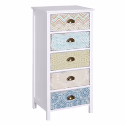HOMCOM Storage Chest Unit Dresser 5 Drawer Retro Style Wood White Entryway - Additional view 8