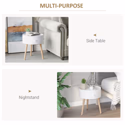 HOMCOM Coffee Table Furniture Round Corner Storage Unit Side White Office