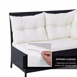 Outsunny 6 Pieces Sofa Set Furniture Rattan Cushion Seat Wicker Black Garden