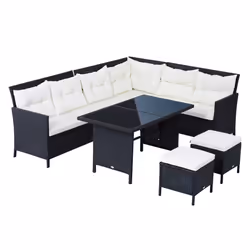 Outsunny 6 Pieces Sofa Set Furniture Rattan Cushion Seat Wicker Black Garden - Additional view 8