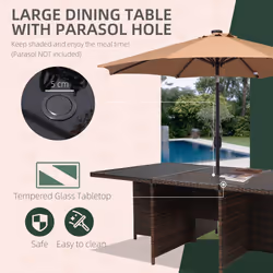 Outsunny 11PC Garden Rattan Dining Set Cushion Patio Table Chair Conservatory