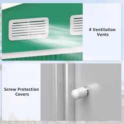 Outsunny 9 x 6FT Galvanised Garden Storage Shed with Sliding Door, Green - Additional view 6