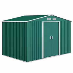 Outsunny 9 x 6FT Galvanised Garden Storage Shed with Sliding Door, Green - Additional view 8