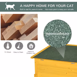 Pawhut Wooden Cat House Pet Home Outdoor Waterproof Door Roof Shelter Garden