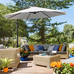 Outsunny 3(m) Garden Banana Parasol Cantilever Umbrella, Cream White