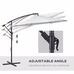 Outsunny 3(m) Garden Banana Parasol Cantilever Umbrella, Cream White