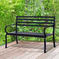 Outsunny 2 Seater Bench Garden Furniture Outdoor Metal Loveseat Seat Patio Chair