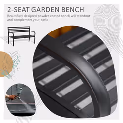 Outsunny 2 Seater Bench Garden Furniture Outdoor Metal Loveseat Seat Patio Chair