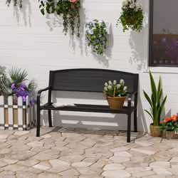 Outsunny 2 Seater Metal Bench Patio Park Loveseat Garden Chair Outdoor Seating