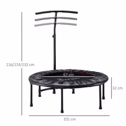 HOMCOM 40" Mini Trampoline, Rebounder Jumper w/ Adjustable Handle, Black - Additional view 4
