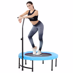 HOMCOM 40" Mini Trampoline, Rebounder Jumper w/ Adjustable Handle, Blue - Additional view 8