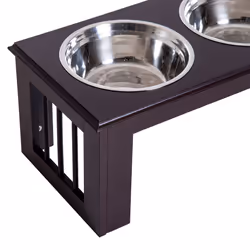 PawHut Raised Dog Bowls Pet Feeder Raised Elevated Stainless Steel Food Brown - Additional view 8