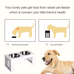PawHut Raised Dog Bowls Pet Feeder Raised Elevated Stainless Steel Food White - Additional view 11