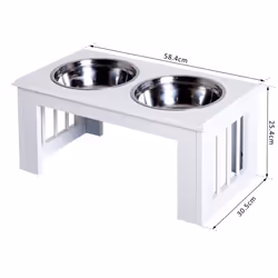PawHut Raised Dog Bowls Pet Feeder Raised Elevated Stainless Steel Food White - Additional view 6