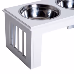 PawHut Raised Dog Bowls Pet Feeder Raised Elevated Stainless Steel Food White - Additional view 8