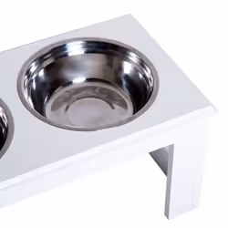 PawHut Raised Dog Bowls Pet Feeder Raised Elevated Stainless Steel Food White - Additional view 9