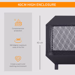 Outsunny Metal Firepit Patio Heater Brazier Garden Square Stove Log Wood Burner