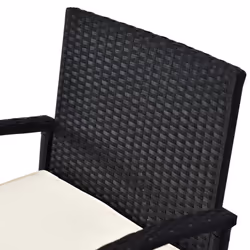 Outsunny 3PC Garden Rattan Bistro Set Balcony Dining Table 2 Seater Chair Black - Additional view 6