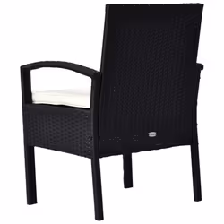 Outsunny 3PC Garden Rattan Bistro Set Balcony Dining Table 2 Seater Chair Black - Additional view 7