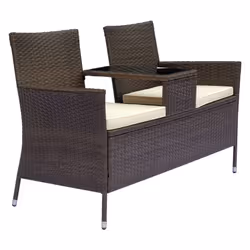 Outsunny Garden Rattan Companion Seat | Outdoor Two-Seater Table & Chair