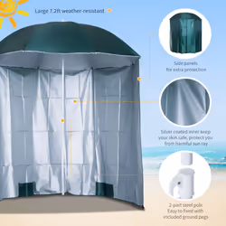 Outsunny 2.2M Fishing Umbrella Garden parasol Outdoor Sun Shelter Shade Canopy