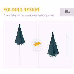 Outsunny 2.2M Fishing Umbrella Garden parasol Outdoor Sun Shelter Shade Canopy