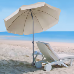 Outsunny 2.2m Tilt Garden Parasol Beach Umbrella Patio Sun Shade Cream White