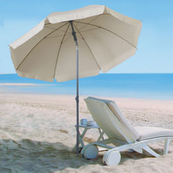 Outsunny 2.2m Tilt Garden Parasol Beach Umbrella Patio Sun Shade Cream White