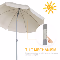Outsunny 2.2m Tilt Garden Parasol Beach Umbrella Patio Sun Shade Cream White