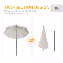 Outsunny 2.2m Tilt Garden Parasol Beach Umbrella Patio Sun Shade Cream White