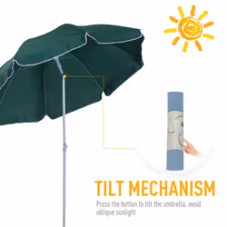 Outsunny 2.2m Tilt Garden Parasol Beach Umbrella Patio Sun Shade Dark Green