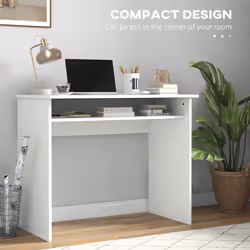 HOMCOM Computer Desk Writing Table Study Workstation Storage White Wood Grain - Additional view 4