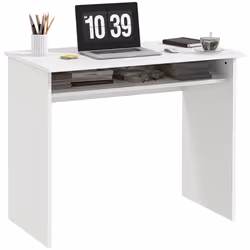 HOMCOM Computer Desk Writing Table Study Workstation Storage White Wood Grain - Additional view 8