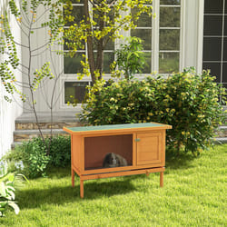 PawHut Rabbit Hutch Bunny Cage Guinea Pig Elevated House Wood Outdoor Garden