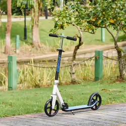 HOMCOM Kick Scooter Commuter Adjustable Height Wheels Foldable Aluminium White
