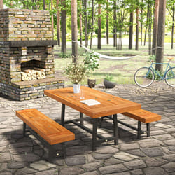 Outsunny 3 Pieces Acacia Wood Picnic Dining Set Outdoor Indoor Furniture Natural