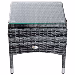 3pc Outsunny Garden Rattan Sun Lounger Set w/ Side Table - Grey - Additional view 5