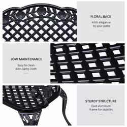 Outsunny Garden Bench Park Chair Cast Aluminium Outdoor 2-seater Outdoor Black - Additional view 4