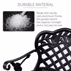 Outsunny Garden Bench Park Chair Cast Aluminium Outdoor 2-seater Outdoor Black - Additional view 6