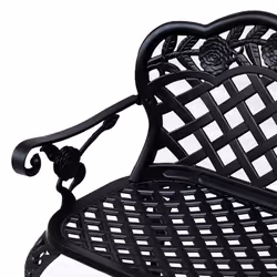 Outsunny Garden Bench Park Chair Cast Aluminium Outdoor 2-seater Outdoor Black - Additional view 7
