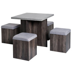Homcom Modern Table & 4 Ottoman Seats | Space-Saving Dining Set