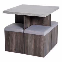 Homcom Modern Table & 4 Ottoman Seats | Space-Saving Dining Set