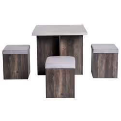 Homcom Modern Table & 4 Ottoman Seats | Space-Saving Dining Set