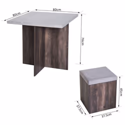 Homcom Modern Table & 4 Ottoman Seats | Space-Saving Dining Set - Additional view 7