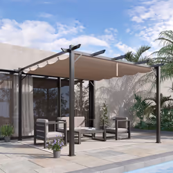 Outsunny 3x3(m) Pergola Gazebo Sun Shade Shelter Aluminium Garden Canopy, Brown
