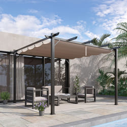 Outsunny 3x3(m) Pergola Gazebo Sun Shade Shelter Aluminium Garden Canopy, Brown