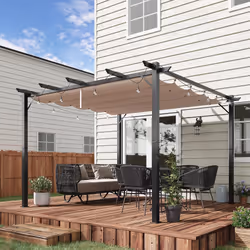 Outsunny 3x3(m) Pergola Gazebo Sun Shade Shelter Aluminium Garden Canopy, Brown - Additional view 8