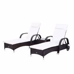 Outsunny Sun Loungers | 3-Piece Sun Lounger Set
