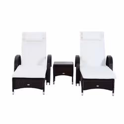 Outsunny Sun Loungers | 3-Piece Sun Lounger Set